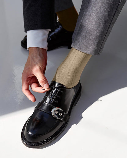 Vittorio Farina Men's Ribbed Shear Nylon Anklet Dress Socks - ank - taupe - 3 - Classy Cufflinks