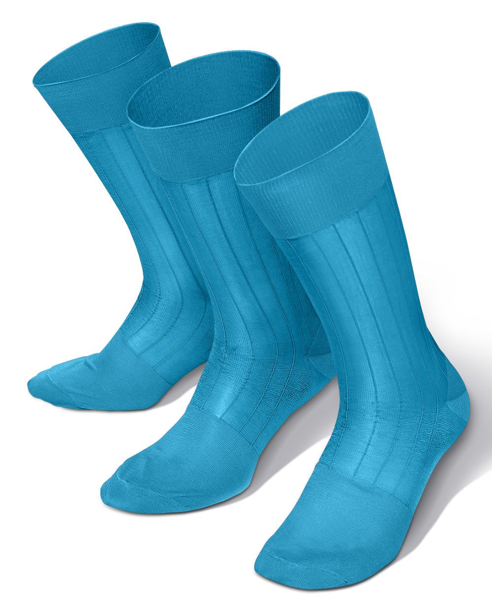 Vittorio Farina Men's Ribbed Shear Nylon Anklet Dress Socks - ank - turq - 3 - Classy Cufflinks