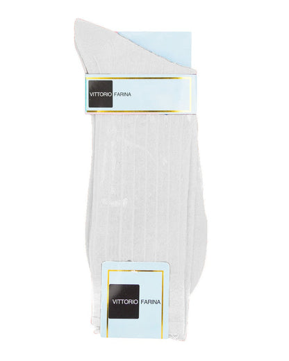Vittorio Farina Men's Ribbed Shear Nylon Anklet Dress Socks - ank - white - 3 - Classy Cufflinks