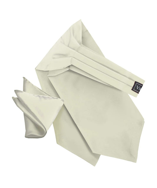 Vittorio Farina Men's Solid Satin Ascot & Pocket Square - ASCOTS - SOLID_BEIGE - Classy Cufflinks