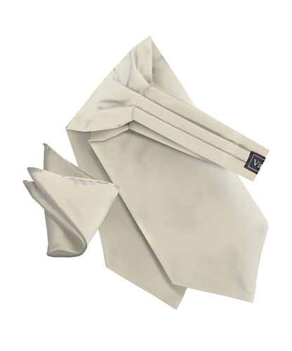Vittorio Farina Men's Solid Satin Ascot & Pocket Square - ASCOTS - SOLID_IVORY - Classy Cufflinks