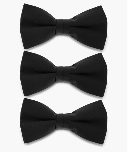Vittorio Farina Men's Satin Bow Tie in Gift Box (Multipack) - B - SOLID - 3_BLACK - Classy Cufflinks