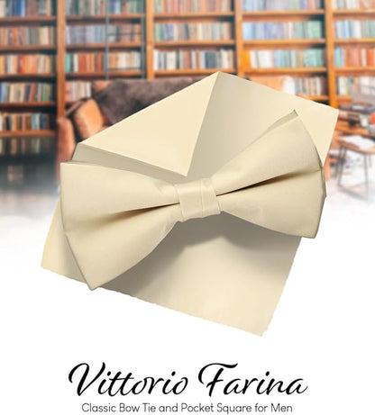 Vittorio Farina Classic Bow Tie & Pocket Square - basic - bow - tie - hanky - aqua - Classy Cufflinks
