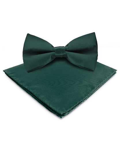 Vittorio Farina Men's Satin Bow Tie & Pocket Square in Gift Box - basic - bow - tie - hanky - hunter - Classy Cufflinks