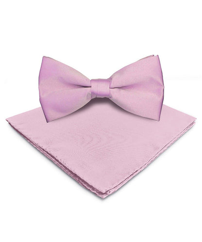 Vittorio Farina Men's Satin Bow Tie & Pocket Square in Gift Box - basic - bow - tie - hanky - lavender - Classy Cufflinks