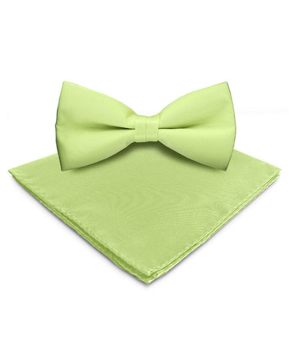 Vittorio Farina Men's Satin Bow Tie & Pocket Square in Gift Box - basic - bow - tie - hanky - mint - Classy Cufflinks