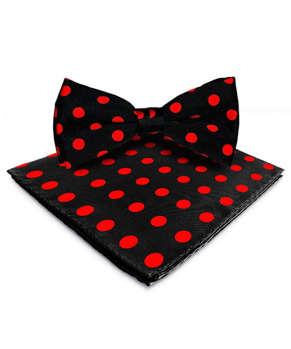 Vittorio Farina Men's Polka Dot Satin Bow Tie & Pocket Square in Gift Box - bh - 0008 - Classy Cufflinks