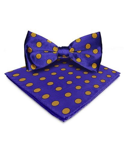 Vittorio Farina Men's Polka Dot Satin Bow Tie & Pocket Square in Gift Box - bh - 0010 - Classy Cufflinks