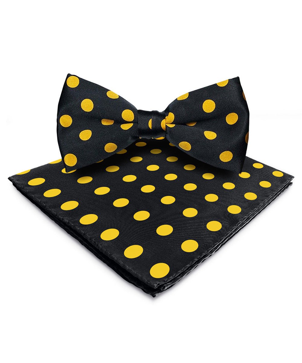 Vittorio Farina Men's Polka Dot Satin Bow Tie & Pocket Square in Gift Box - bh - 0012 - Classy Cufflinks