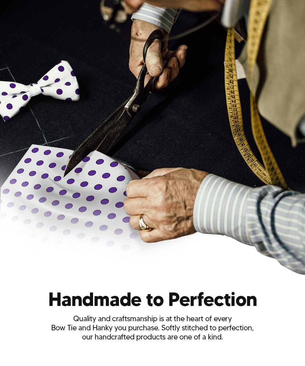 Vittorio Farina Men's Polka Dot Satin Bow Tie & Pocket Square in Gift Box - bh - 0014 - Classy Cufflinks