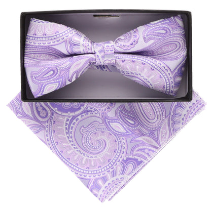 Vittorio Farina Paisley Designer Bow Tie & Pocket Square - BH-21046 - Classy Cufflinks