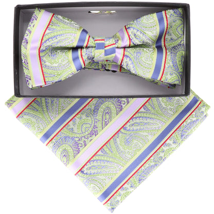 Vittorio Farina Paisley Designer Bow Tie & Pocket Square - BH-21113 - Classy Cufflinks