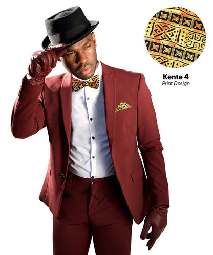 Vittorio Farina Men's Kente Satin Bow Tie & Pocket Square in Gift Box - BH - K_Kente 4 - Classy Cufflinks