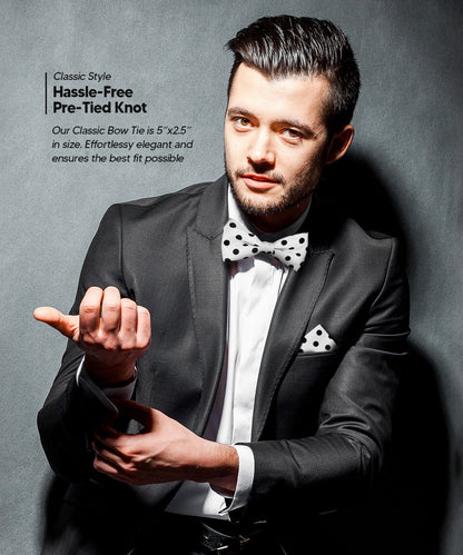 Vittorio Farina Polka Dot Bow Tie & Pocket Square Multipacks - BH - PD - 3_WHITE - Classy Cufflinks