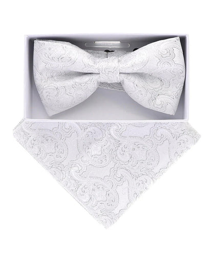 Vittorio Farina Men's Metallic Design Bow Tie & Pocket Square in Gift Box - bhm - 052 - Classy Cufflinks