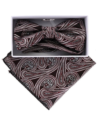 Vittorio Farina Men's Metallic Design Bow Tie & Pocket Square in Gift Box - bhm - 056 - Classy Cufflinks