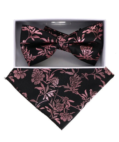 Vittorio Farina Men's Metallic Design Bow Tie & Pocket Square in Gift Box - bhm - 060 - Classy Cufflinks
