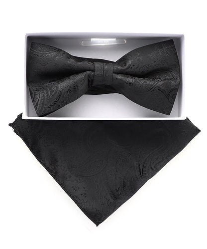 Vittorio Farina Men's Metallic Design Bow Tie & Pocket Square in Gift Box - bhm - 072 - Classy Cufflinks