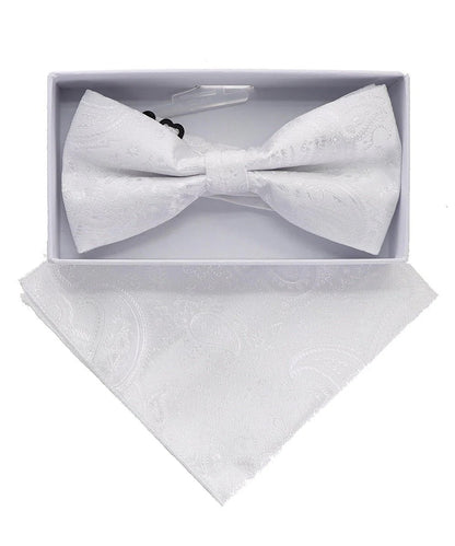 Vittorio Farina Men's Metallic Design Bow Tie & Pocket Square in Gift Box - bhm - 074 - Classy Cufflinks