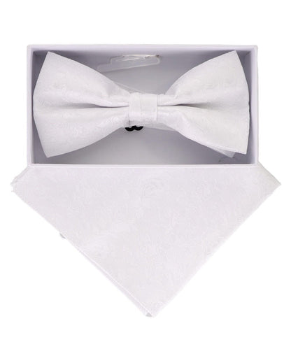Vittorio Farina Men's Metallic Design Bow Tie & Pocket Square in Gift Box - bhm - 076 - Classy Cufflinks