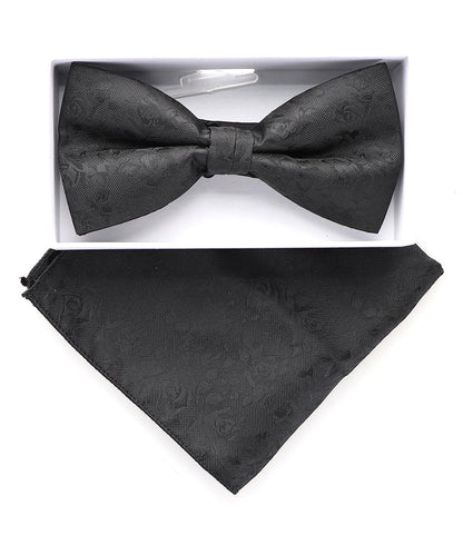 Vittorio Farina Men's Metallic Design Bow Tie & Pocket Square in Gift Box - bhm - 077 - Classy Cufflinks