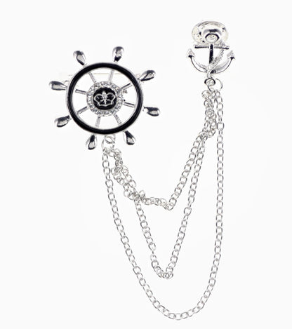 Vittorio Vico Men's Design Brooch in Gift Box - brooch - shipwheel - gold - Classy Cufflinks