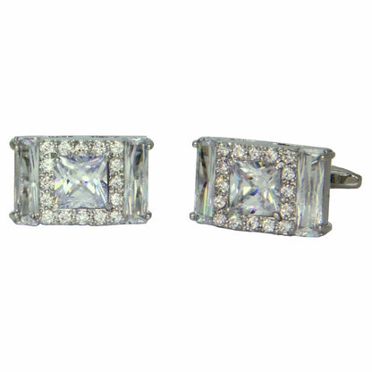 Vittorio Vico Silver Iced Wedding Cufflinks in Gift Box: CL105x Series