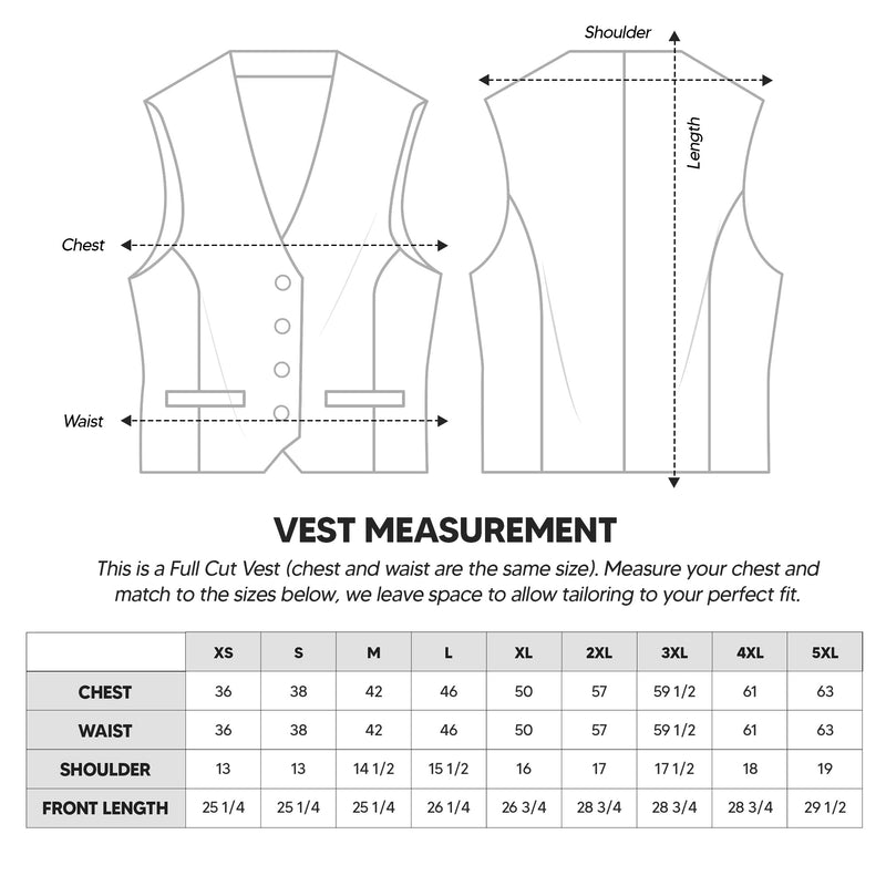 Vest measurement size chart