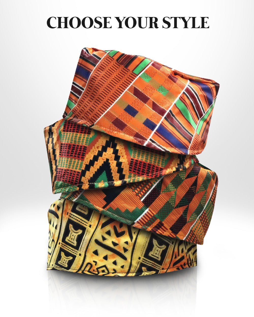 Vittorio Farina Kente Kufi Hat for Men and Women – African Kufi Hat Ideal for Cultural Attire, Outfit & Costume - HAT_Kufi_Kente #1 - Classy Cufflinks