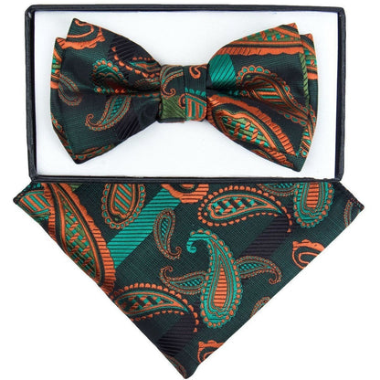 Vittorio Farina Boy's Floral Print Design Bow Tie & Pocket Square in Gift Box