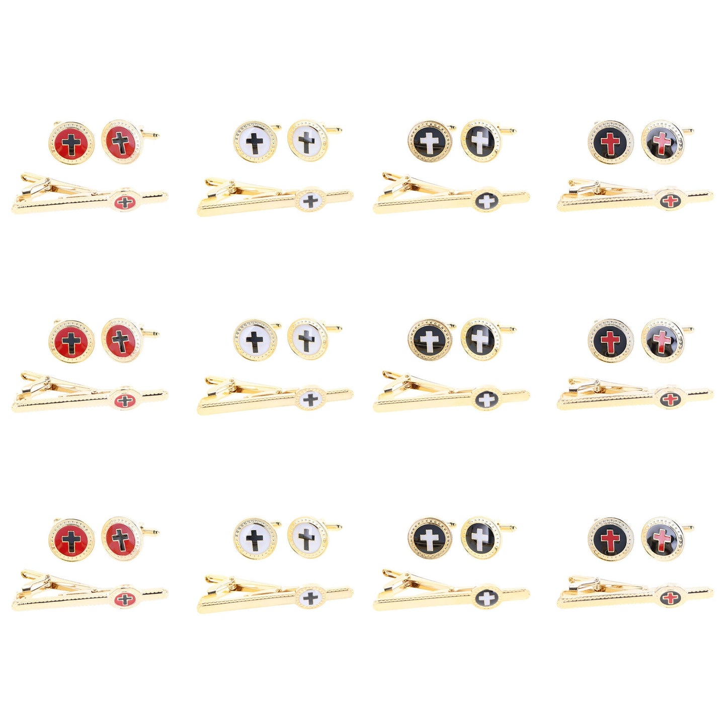 Men's Cufflink & Tie Bar Set | Vittorio Vico - 12-Pack Gold Finish -