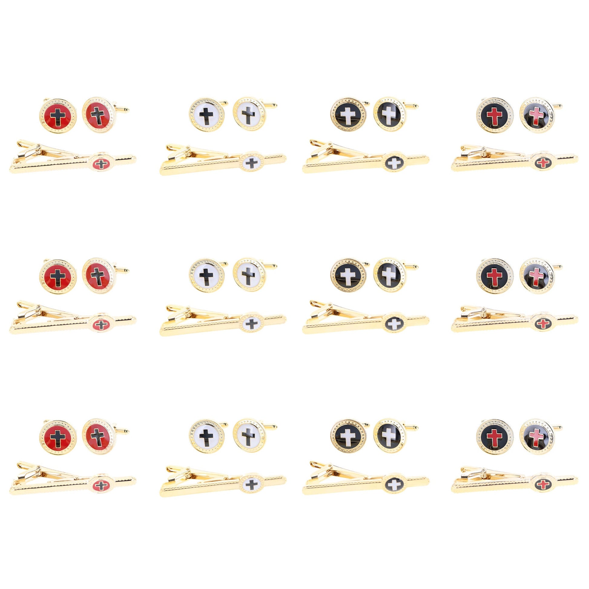 Men's Cufflink & Tie Bar Set | Vittorio Vico - 12-Pack Gold Finish -