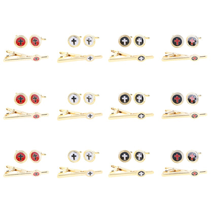 Men's Cufflink & Tie Bar Set | Vittorio Vico - 12-Pack Gold Finish -