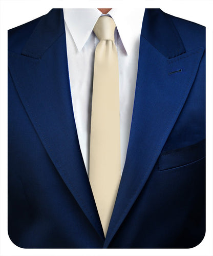 Vittorio Farina Men's Satin Skinny Necktie - N - SKINNY_BEIGE - Classy Cufflinks