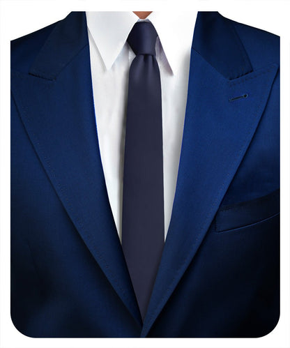 Vittorio Farina Men's Satin Skinny Necktie - N - SKINNY_NAVY - Classy Cufflinks