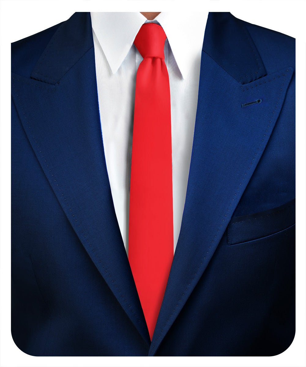 Vittorio Farina Men's Satin Skinny Necktie - N - SKINNY_RED - Classy Cufflinks