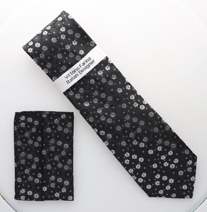 Vittorio Farina Floral Designer Necktie & Pocket Square - NH-D-1403 - Classy Cufflinks