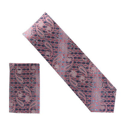 Vittorio Farina Men's Paisley Design Necktie & Pocket Square - NH - D_1412 - Classy Cufflinks