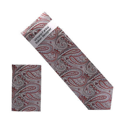 Vittorio Farina Men's Paisley Design Necktie & Pocket Square - NH - D_1427 - Classy Cufflinks