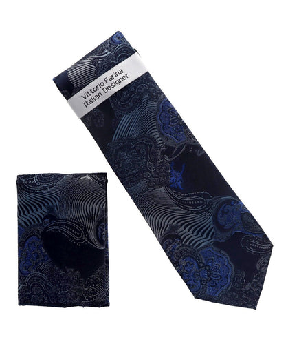Vittorio Farina Men's Paisley Design Necktie & Pocket Square - NH-D_1461 - Classy Cufflinks