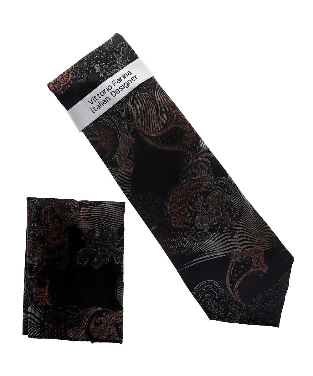 Vittorio Farina Men's Paisley Design Necktie & Pocket Square - NH-D_1462 - Classy Cufflinks