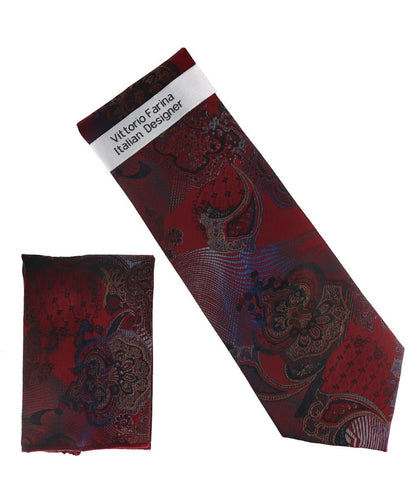 Vittorio Farina Men's Paisley Design Necktie & Pocket Square - NH-D_1463 - Classy Cufflinks