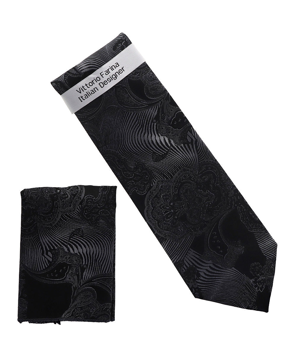 Vittorio Farina Men's Paisley Design Necktie & Pocket Square - NH-D_1464 - Classy Cufflinks