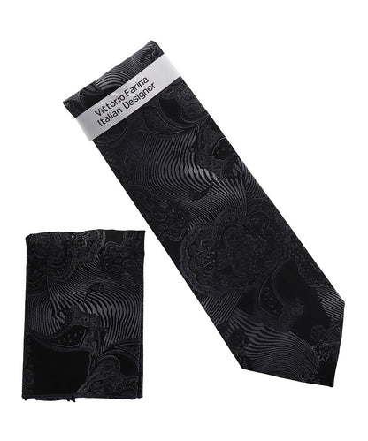 Vittorio Farina Men's Paisley Design Necktie & Pocket Square - NH-D_1464 - Classy Cufflinks
