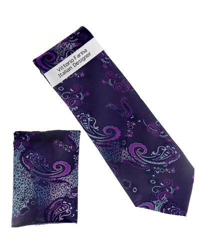 Vittorio Farina Men's Paisley Design Necktie & Pocket Square - NH-D_1466 - Classy Cufflinks