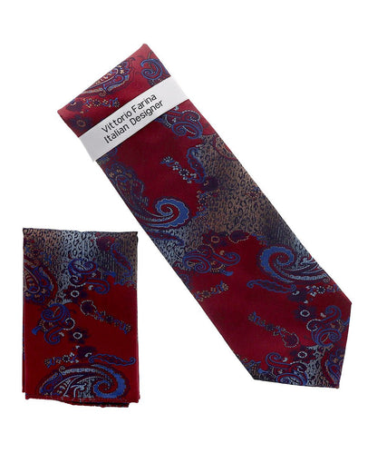 Vittorio Farina Men's Paisley Design Necktie & Pocket Square - NH-D_1469 - Classy Cufflinks