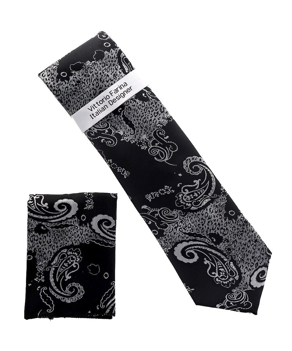 Vittorio Farina Men's Paisley Design Necktie & Pocket Square - NH-D_1471 - Classy Cufflinks