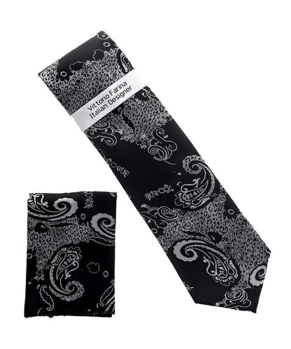 Vittorio Farina Men's Paisley Design Necktie & Pocket Square - NH-D_1471 - Classy Cufflinks