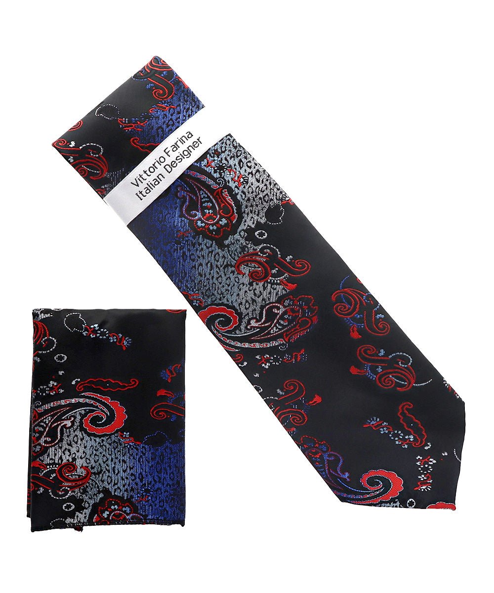 Vittorio Farina Men's Paisley Design Necktie & Pocket Square - NH-D_1472 - Classy Cufflinks