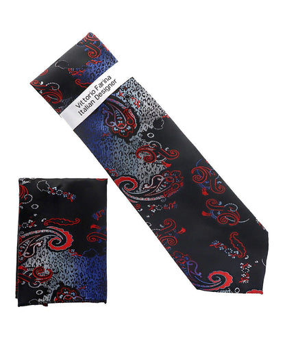 Vittorio Farina Men's Paisley Design Necktie & Pocket Square - NH-D_1472 - Classy Cufflinks